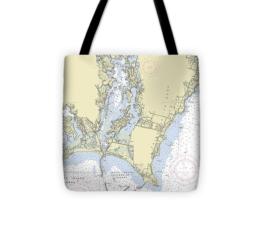 Point Judith Harbor Rhode Island Nautical Chart Tote Bag