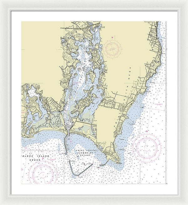 Point Judith Harbor Rhode Island Nautical Chart - Framed Print