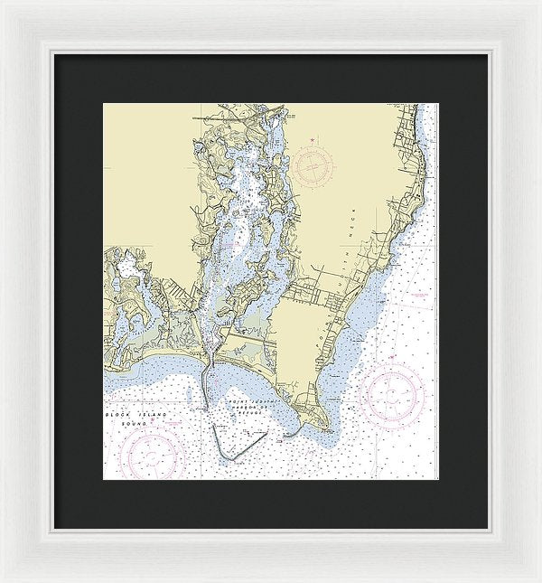 Point Judith Harbor Rhode Island Nautical Chart - Framed Print