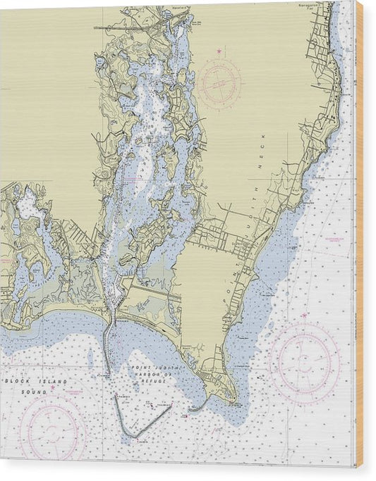 Point Judith Harbor Rhode Island Nautical Chart Wood Print