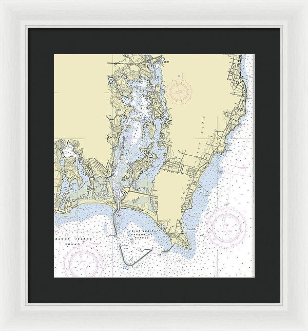 Point Judith Harbor Rhode Island Nautical Chart - Framed Print