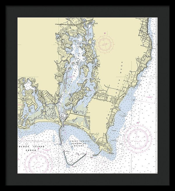 Point Judith Harbor Rhode Island Nautical Chart - Framed Print