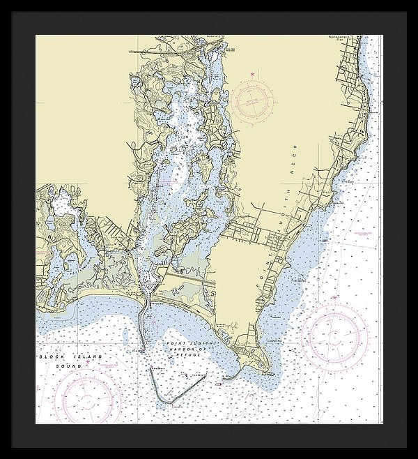 Point Judith Harbor Rhode Island Nautical Chart - Framed Print