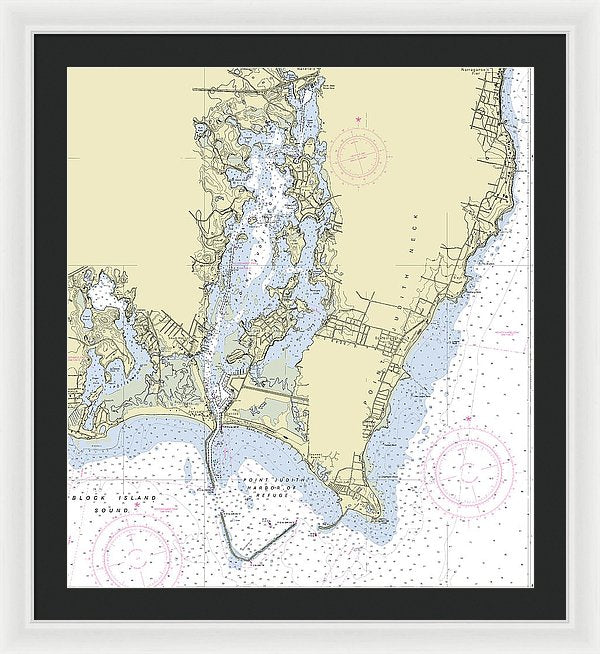 Point Judith Harbor Rhode Island Nautical Chart - Framed Print