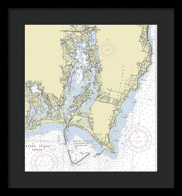 Point Judith Harbor Rhode Island Nautical Chart - Framed Print