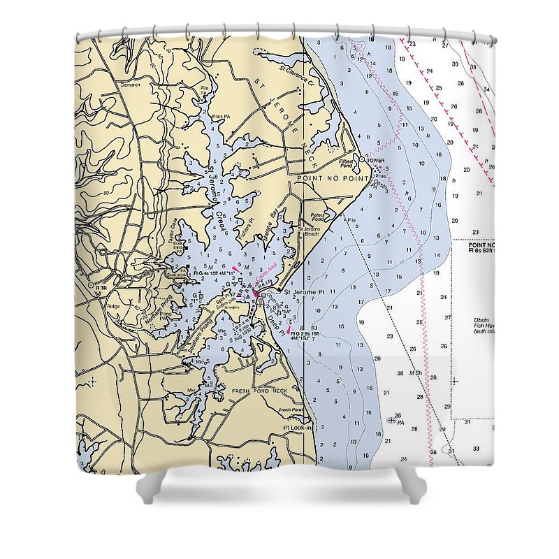 Point No Point Maryland Nautical Chart Shower Curtain