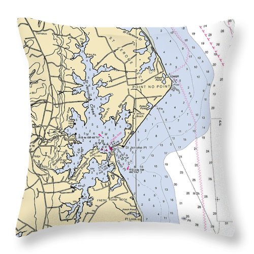 Point No Point-maryland Nautical Chart - Throw Pillow