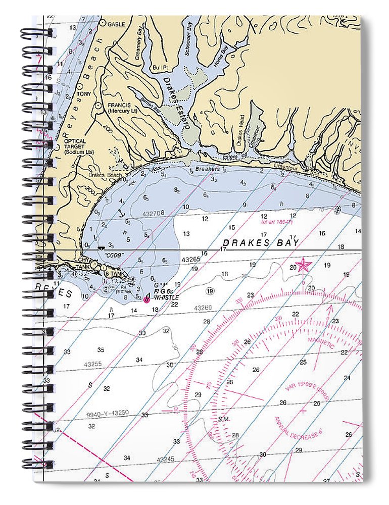 Point Reyes  California Nautical Chart _V6 Spiral Notebook