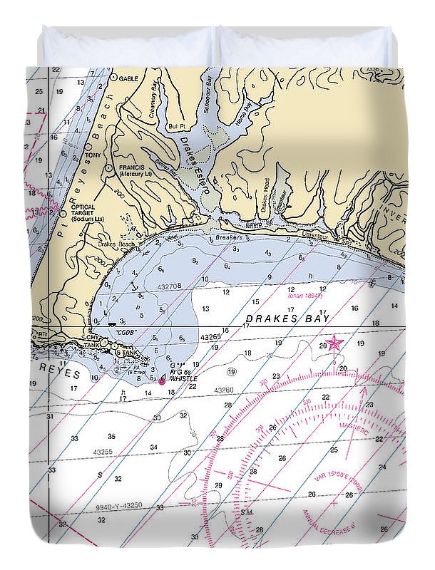 Point-reyes -california Nautical Chart _v6 - Duvet Cover