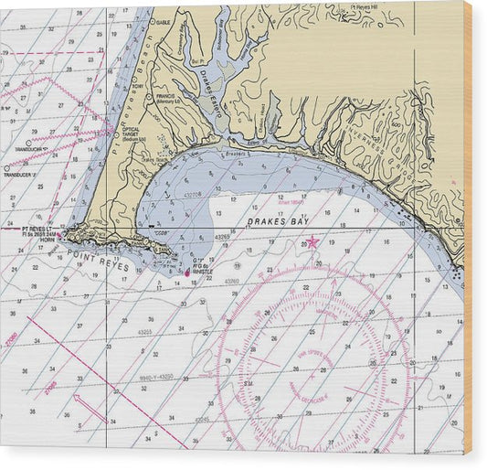 Point-Reyes -California Nautical Chart _V6 Wood Print