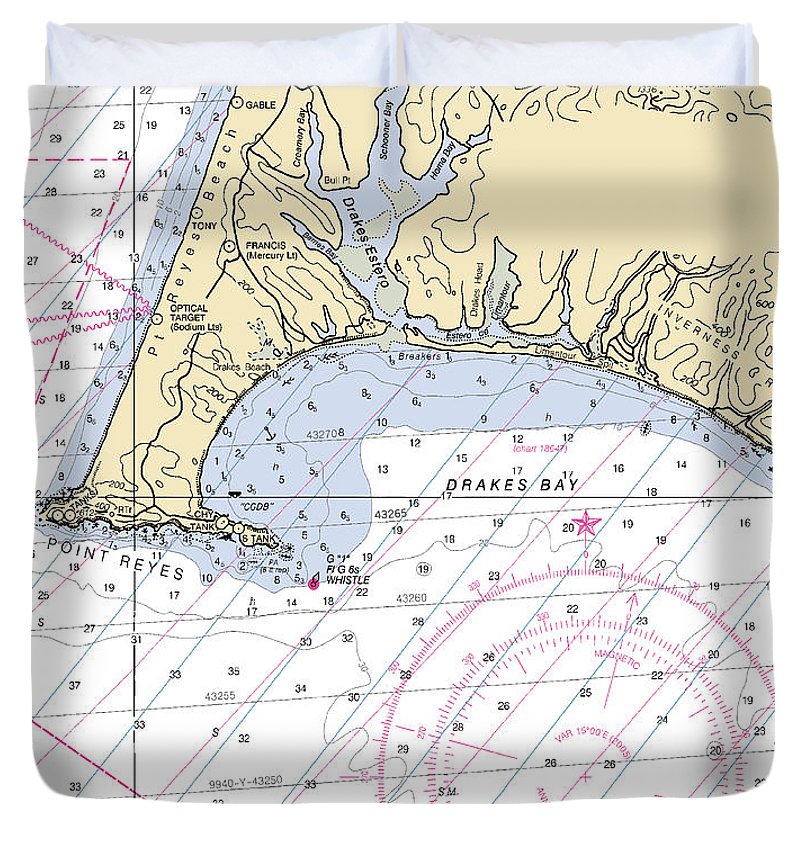 Point Reyes  California Nautical Chart _V6 Duvet Cover