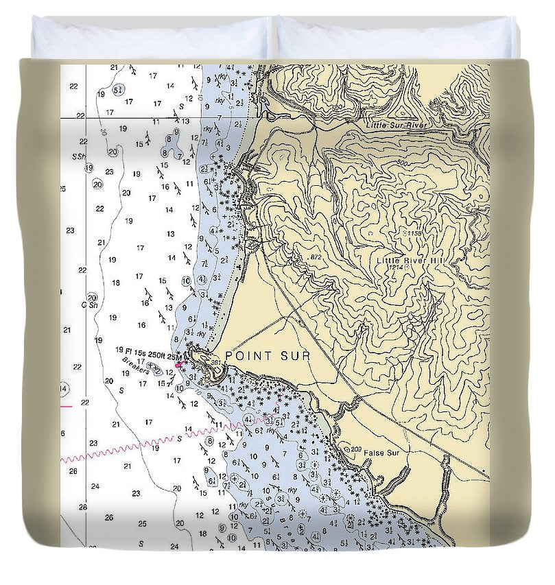 Point Sur California Nautical Chart Duvet Cover