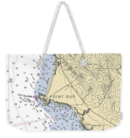 Point Sur-california Nautical Chart - Weekender Tote Bag