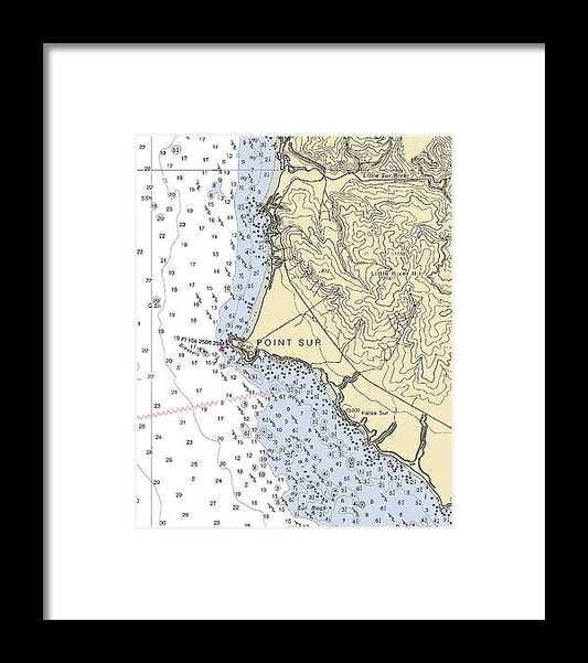 Point Sur-california Nautical Chart - Framed Print