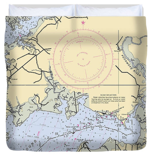 Pokomoke River Maryland Nautical Chart Duvet Cover