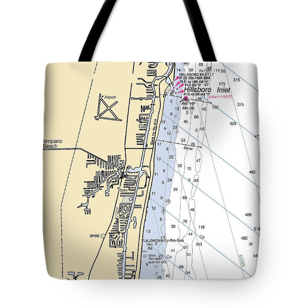 Pompano Beach-florida Nautical Chart - Tote Bag