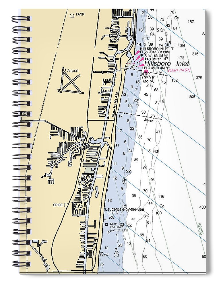 Pompano Beach Florida Nautical Chart Spiral Notebook