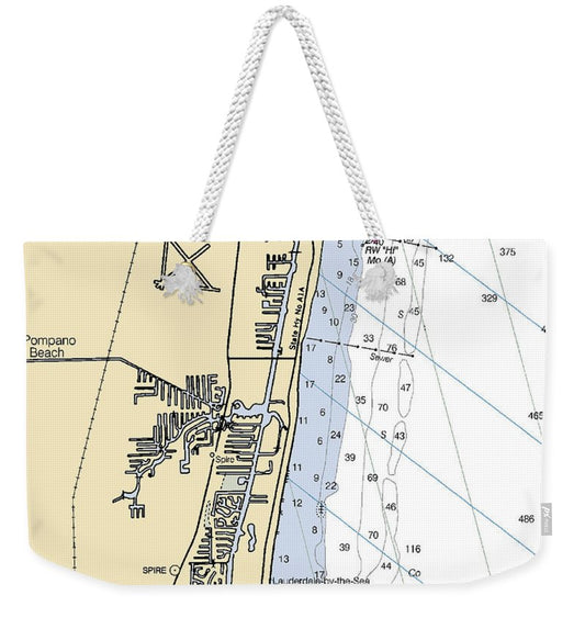 Pompano Beach-florida Nautical Chart - Weekender Tote Bag