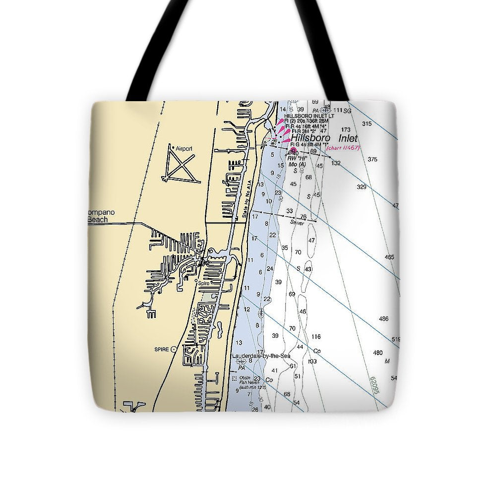 Pompano Beach-florida Nautical Chart - Tote Bag