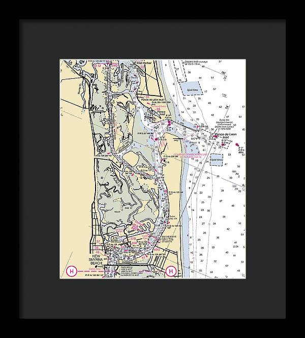 Ponce-de-leon-inlet -florida Nautical Chart _v6 - Framed Print