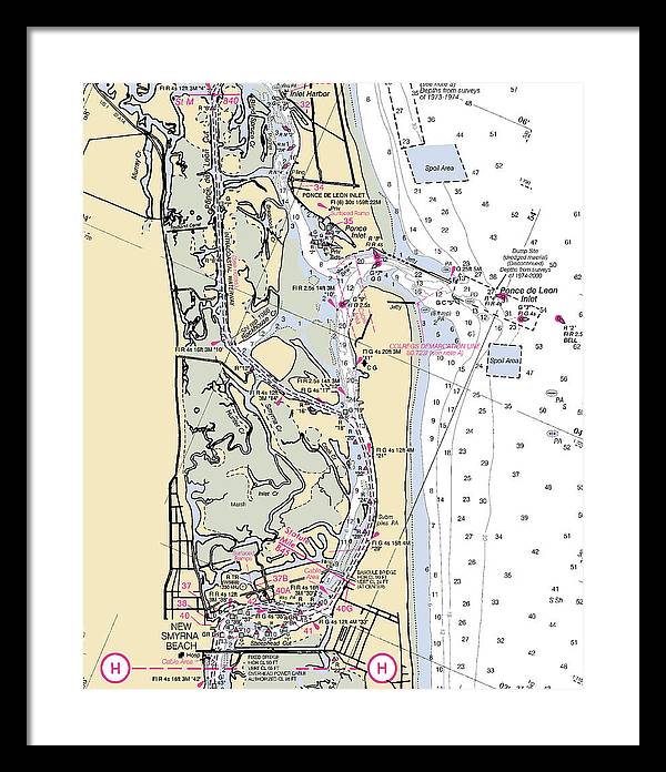 Ponce-de-leon-inlet -florida Nautical Chart _v6 - Framed Print