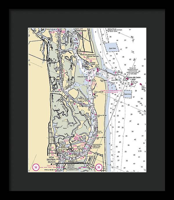 Ponce-de-leon-inlet -florida Nautical Chart _v6 - Framed Print