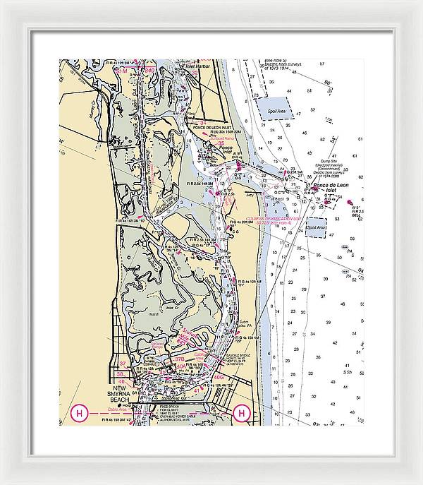 Ponce-de-leon-inlet -florida Nautical Chart _v6 - Framed Print