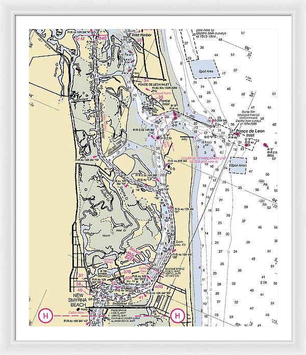 Ponce-de-leon-inlet -florida Nautical Chart _v6 - Framed Print