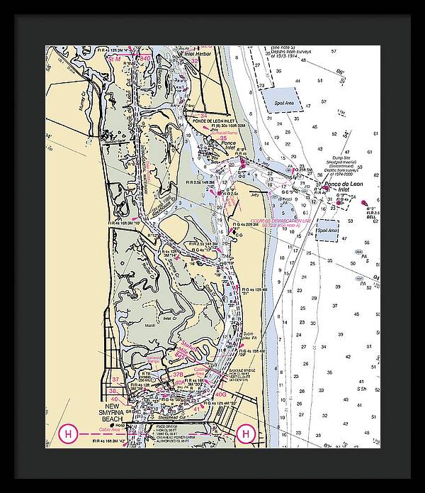 Ponce-de-leon-inlet -florida Nautical Chart _v6 - Framed Print