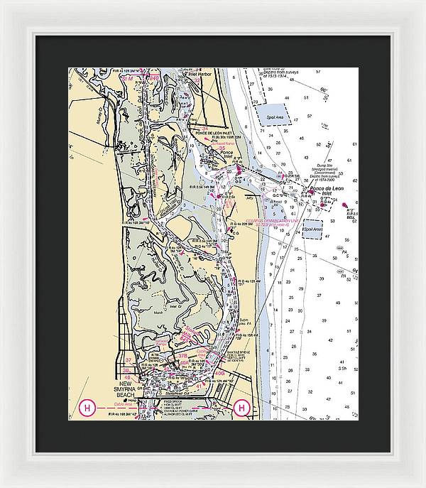 Ponce-de-leon-inlet -florida Nautical Chart _v6 - Framed Print