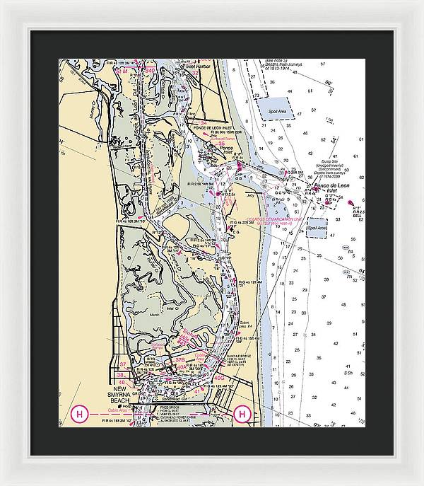 Ponce-de-leon-inlet -florida Nautical Chart _v6 - Framed Print