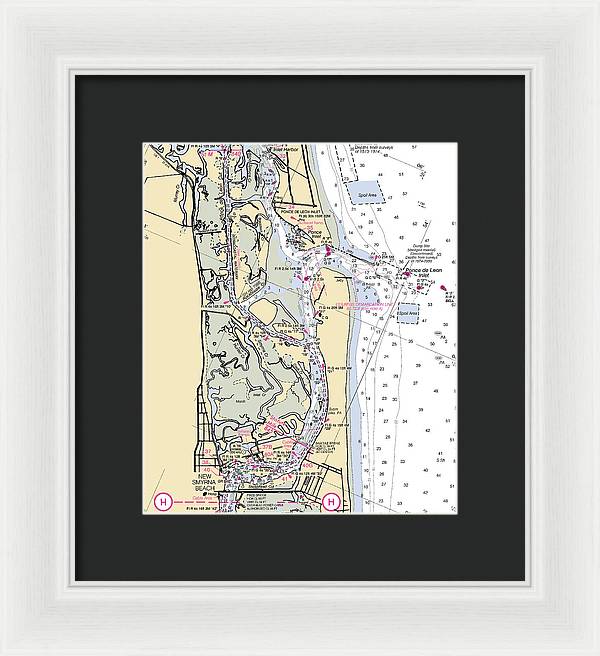 Ponce-de-leon-inlet -florida Nautical Chart _v6 - Framed Print