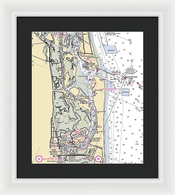 Ponce-de-leon-inlet -florida Nautical Chart _v6 - Framed Print