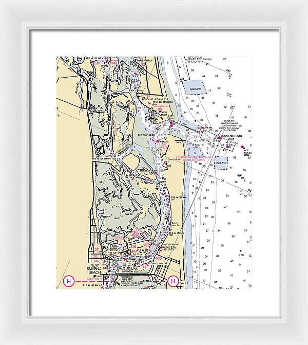 Ponce-de-leon-inlet -florida Nautical Chart _v6 - Framed Print