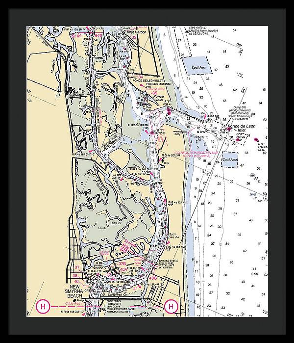 Ponce-de-leon-inlet -florida Nautical Chart _v6 - Framed Print