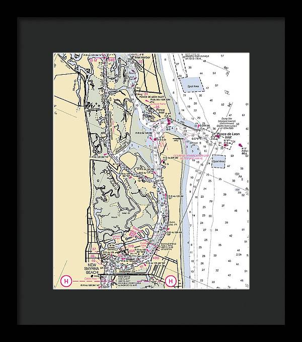 Ponce-de-leon-inlet -florida Nautical Chart _v6 - Framed Print