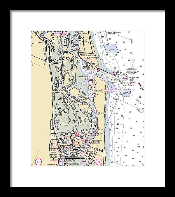 Ponce-de-leon-inlet -florida Nautical Chart _v6 - Framed Print