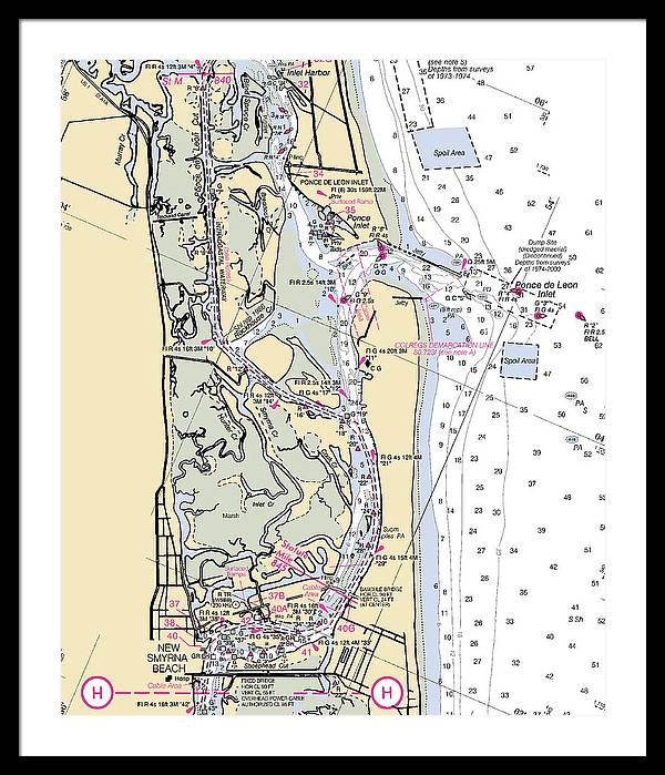 Ponce-de-leon-inlet -florida Nautical Chart _v6 - Framed Print