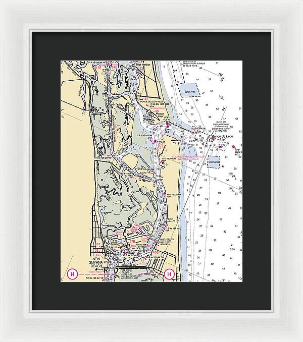 Ponce-de-leon-inlet -florida Nautical Chart _v6 - Framed Print