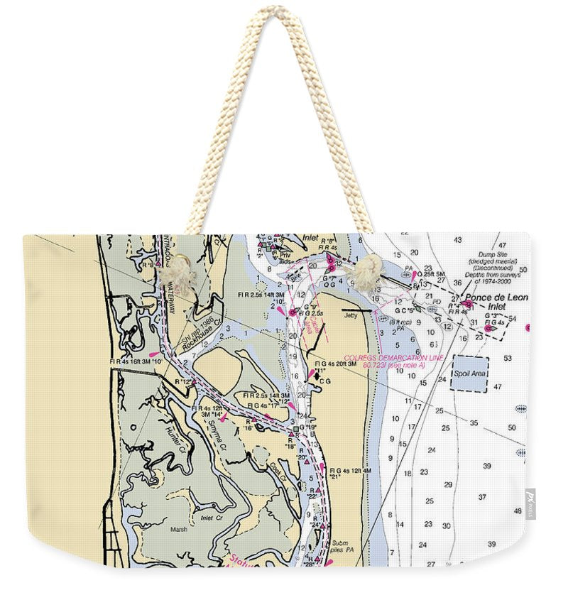 Ponce-de-leon-inlet -florida Nautical Chart _v6 - Weekender Tote Bag