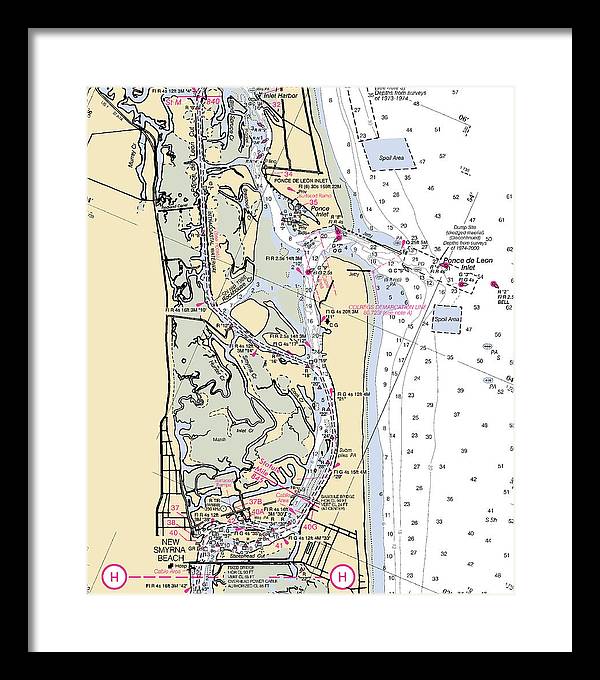 Ponce-de-leon-inlet -florida Nautical Chart _v6 - Framed Print