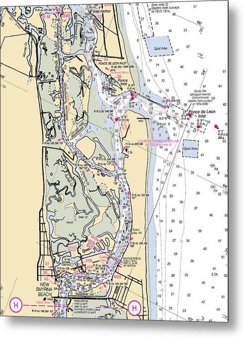 6.5" x 8" Ponce-de-Leon-Inlet -Florida Nautical Chart _V6 - Metal Print - SeaKoast