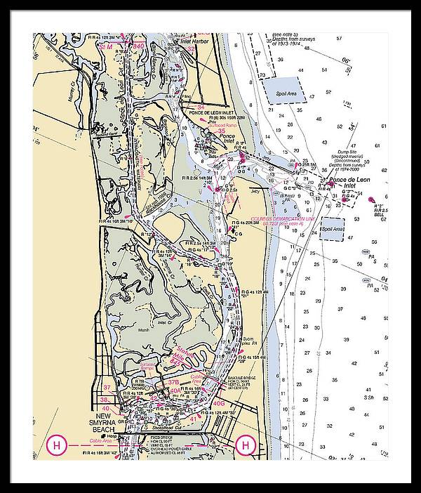 Ponce-de-leon-inlet -florida Nautical Chart _v6 - Framed Print