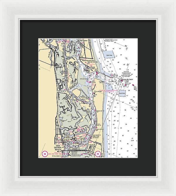 Ponce-de-leon-inlet -florida Nautical Chart _v6 - Framed Print