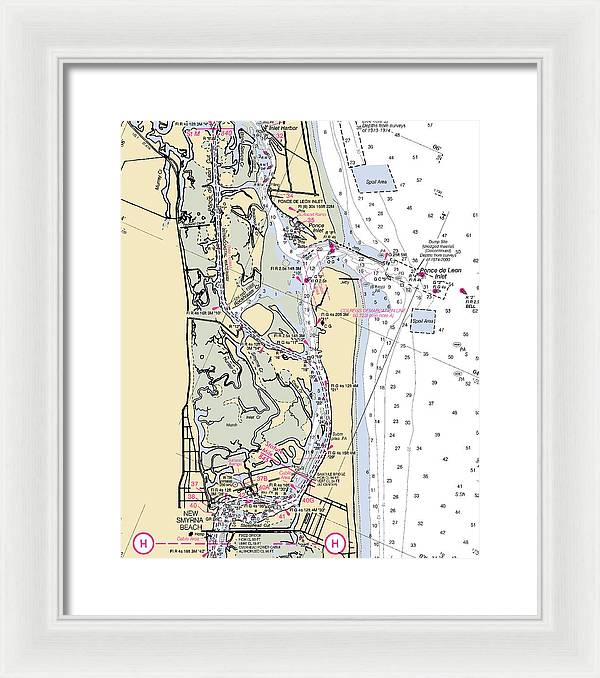 Ponce-de-leon-inlet -florida Nautical Chart _v6 - Framed Print