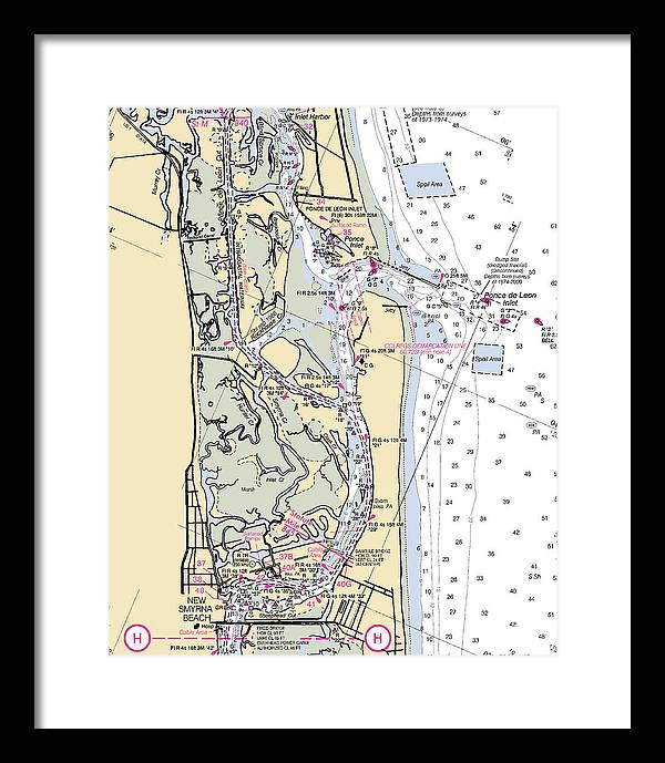 Ponce-de-leon-inlet -florida Nautical Chart _v6 - Framed Print