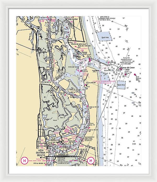 Ponce-de-leon-inlet -florida Nautical Chart _v6 - Framed Print