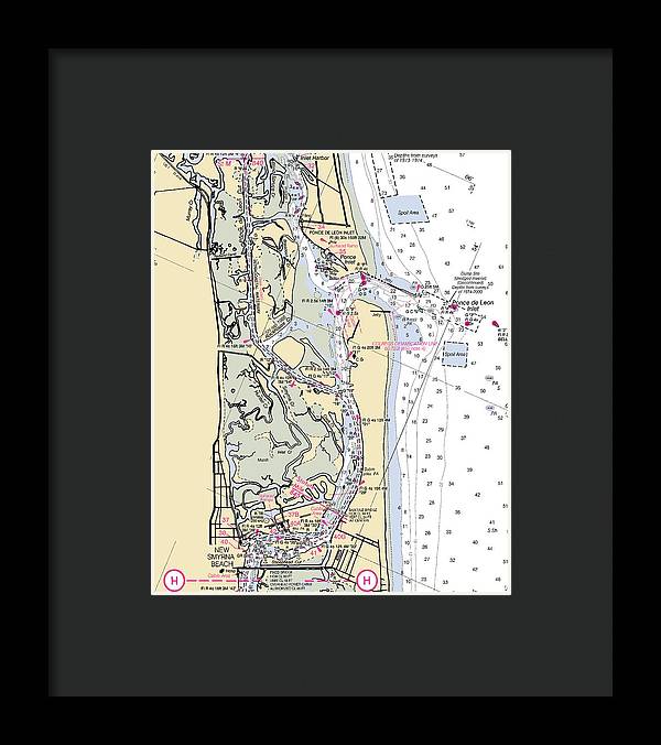 Ponce-de-leon-inlet -florida Nautical Chart _v6 - Framed Print