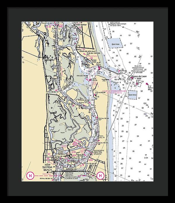 Ponce-de-leon-inlet -florida Nautical Chart _v6 - Framed Print