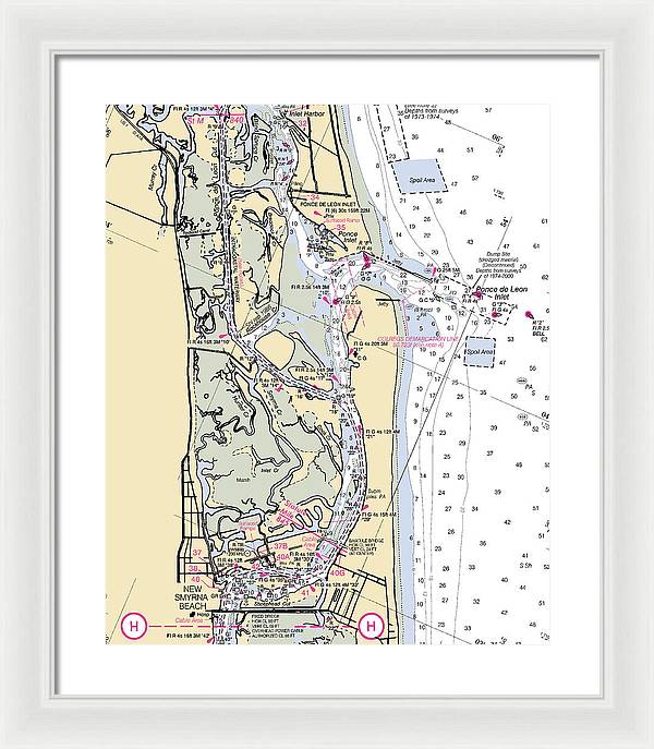 Ponce-de-leon-inlet -florida Nautical Chart _v6 - Framed Print